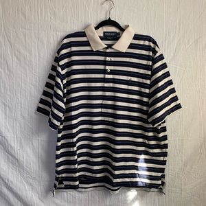 Vintage 90s Polo by Ralph Lauren Navy and White striped Shirt 100% cotton Size L